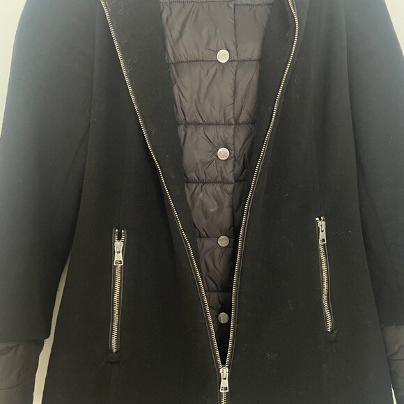 SOIA & KYO Slim-Fit Mixed Media Wool Coat with Puffer Bib and Hood - Women's - Picture 3 of 4